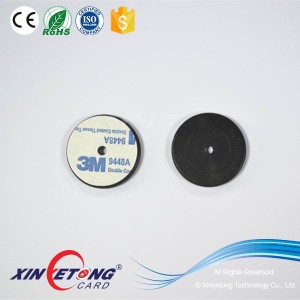 13.56mhz waterproof ABS 30mm Black Round RFID Patrol NFC Tag NTAG213 /NTAG215 / NTAG216